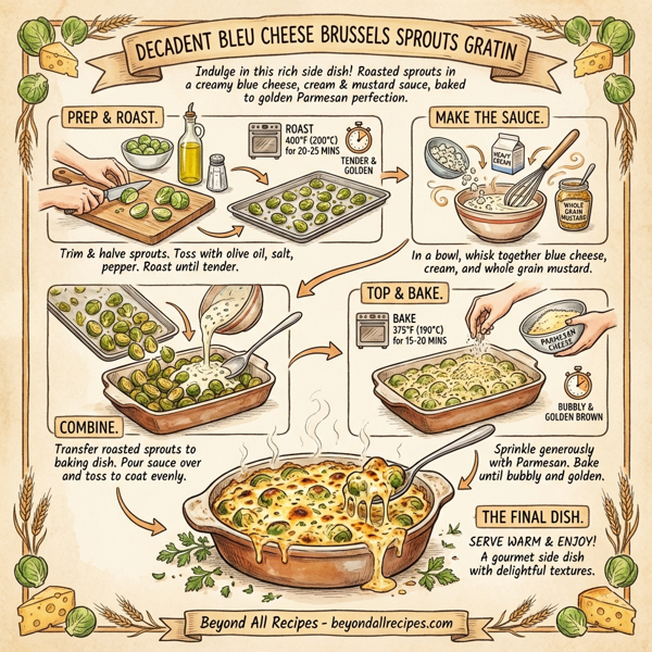 Decadent Bleu Cheese Brussels Sprouts Gratin instructions