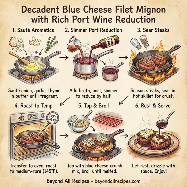 Decadent Blue Cheese Filet Mignon with Rich Port Wine Reduction instructions