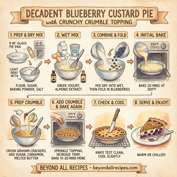 Decadent Blueberry Custard Pie with Crunchy Crumble Topping instructions