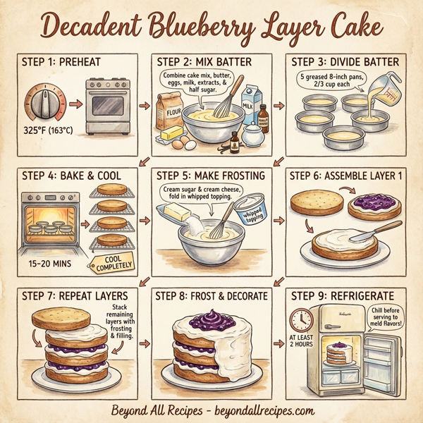 Decadent Blueberry Layer Cake instructions