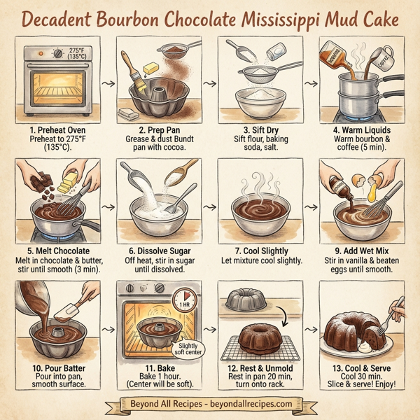 Decadent Bourbon Chocolate Mississippi Mud Cake instructions