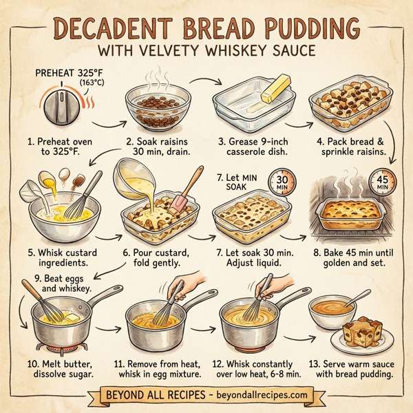 Decadent Bread Pudding with Velvety Whiskey Sauce instructions