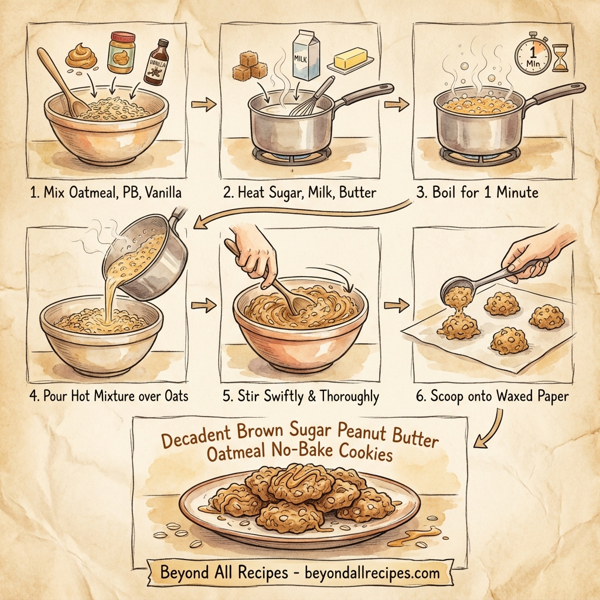 Decadent Brown Sugar Peanut Butter Oatmeal No-Bake Cookies instructions