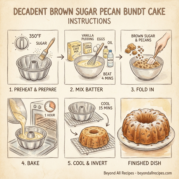 Decadent Brown Sugar Pecan Bundt Cake instructions