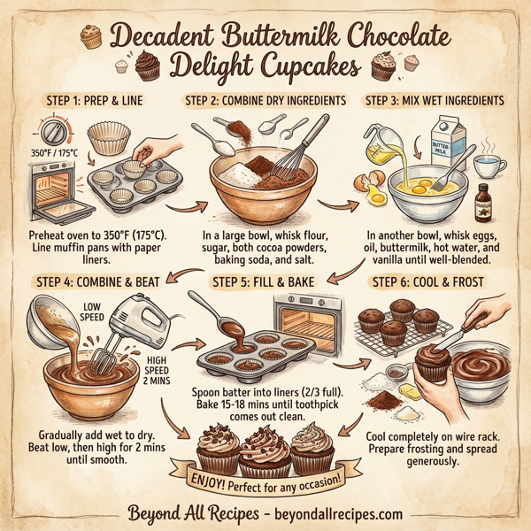 Decadent Buttermilk Chocolate Delight Cupcakes instructions