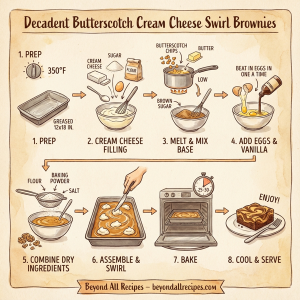 Decadent Butterscotch Cream Cheese Swirl Brownies instructions