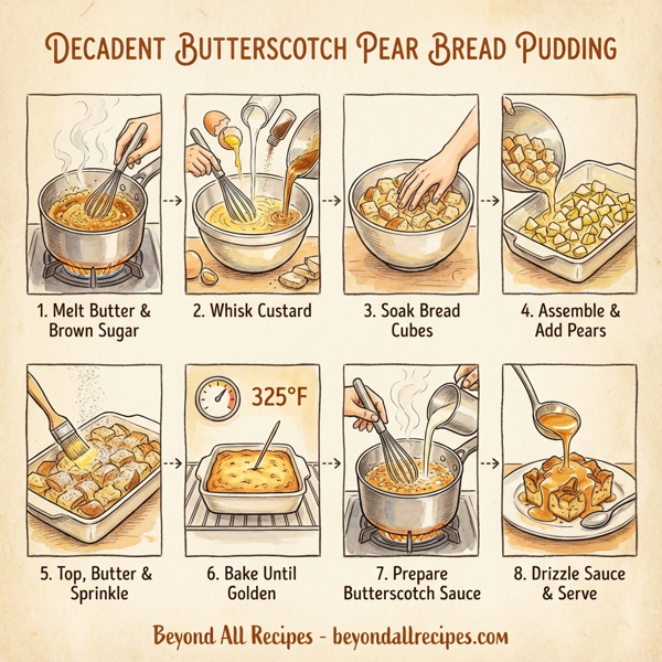 Decadent Butterscotch Pear Bread Pudding instructions