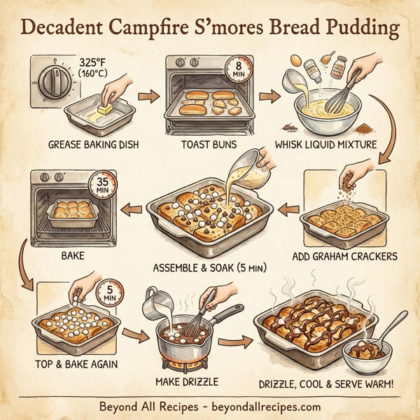 Decadent Campfire S'mores Bread Pudding instructions
