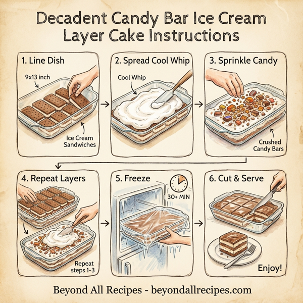 Decadent Candy Bar Ice Cream Layer Cake instructions