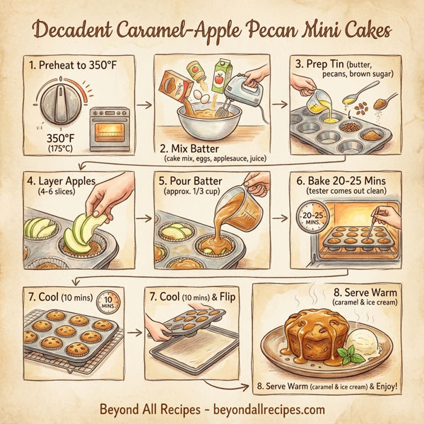 Decadent Caramel-Apple Pecan Mini Cakes instructions