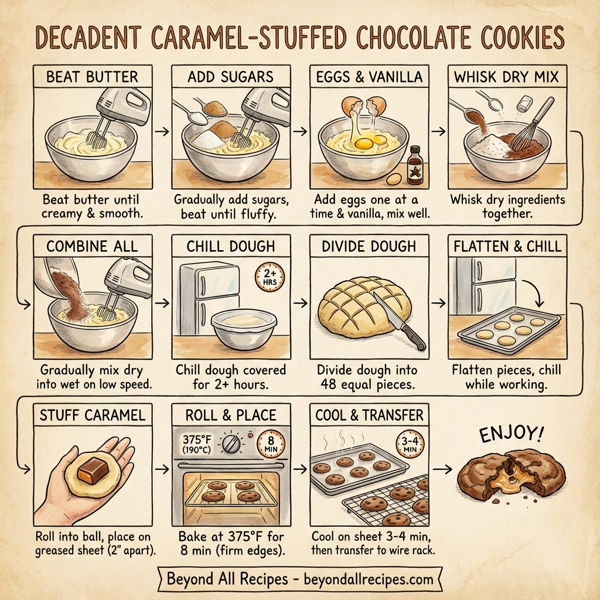 Decadent Caramel-Stuffed Chocolate Cookies instructions