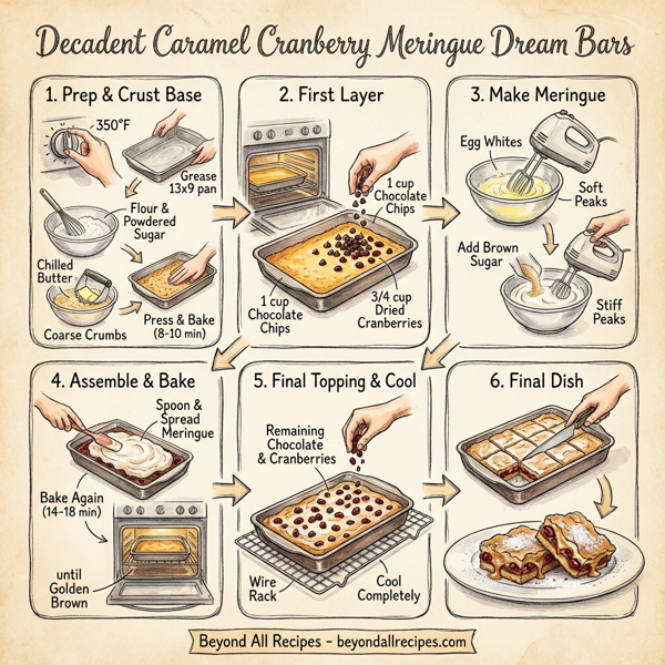 Decadent Caramel Cranberry Meringue Dream Bars instructions