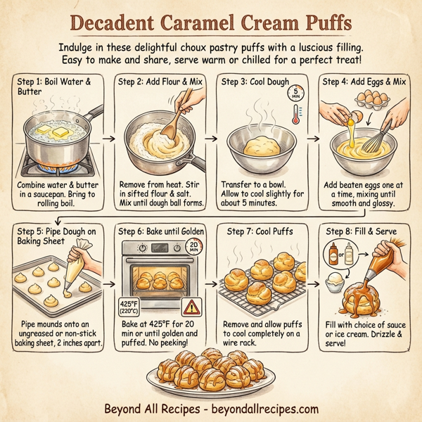 Decadent Caramel Cream Puffs instructions
