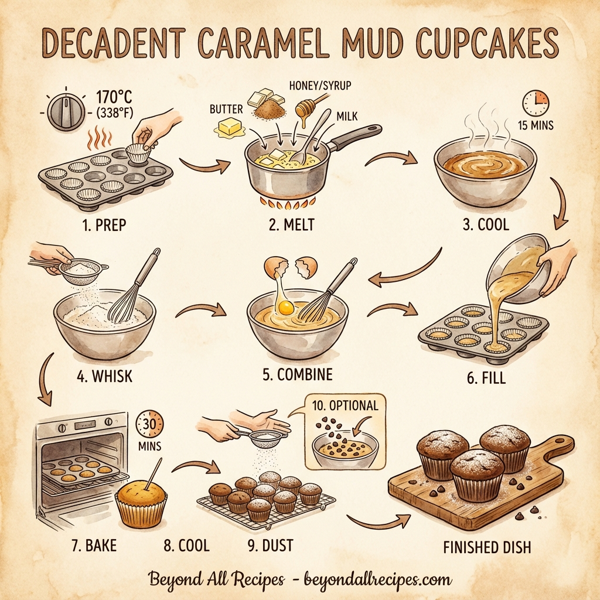 Decadent Caramel Mud Cupcakes instructions