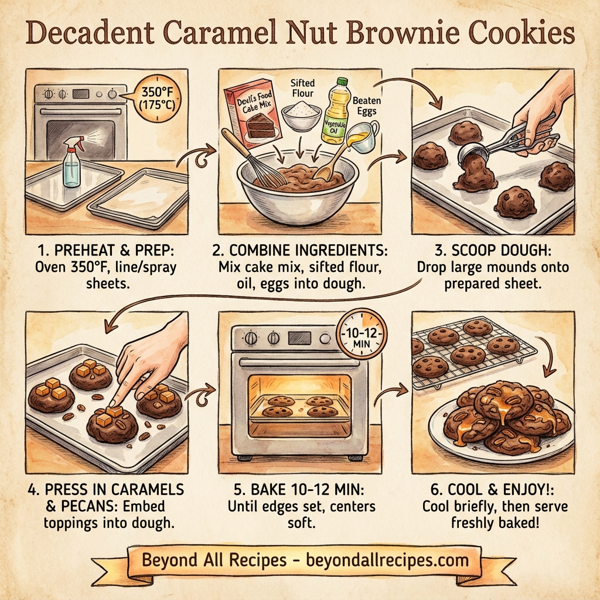 Decadent Caramel Nut Brownie Cookies instructions