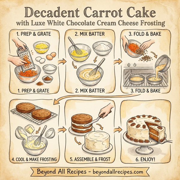 Decadent Carrot Cake with Luxe White Chocolate Cream Cheese Frosting instructions