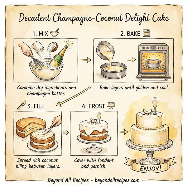 Decadent Champagne-Coconut Delight Cake instructions