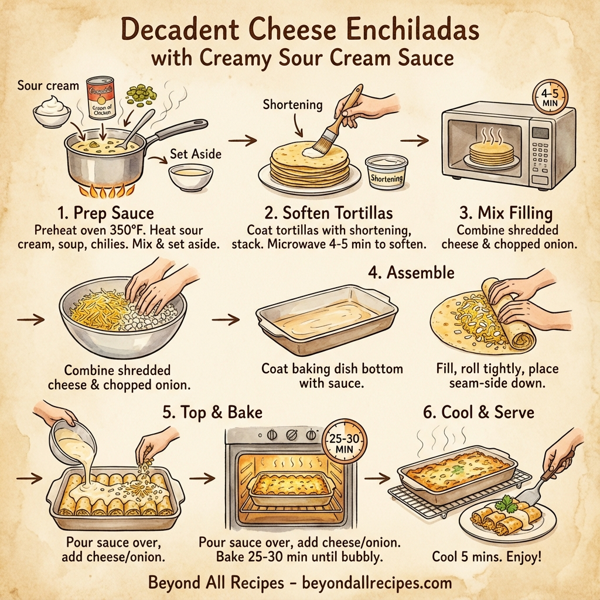 Decadent Cheese Enchiladas with Creamy Sour Cream Sauce instructions