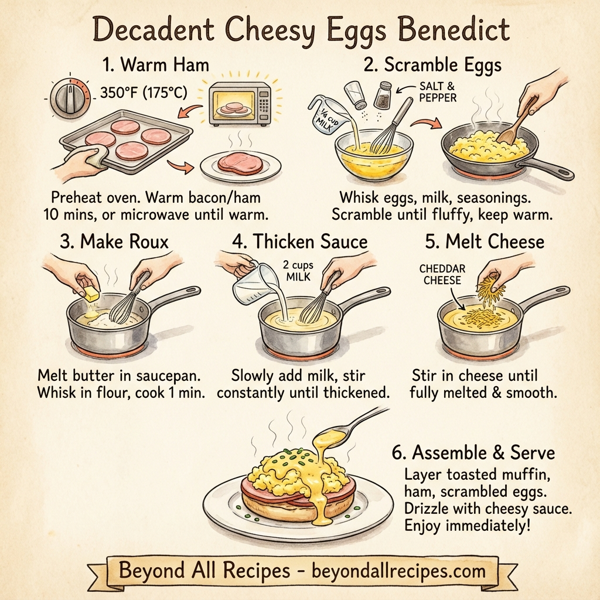 Decadent Cheesy Eggs Benedict instructions