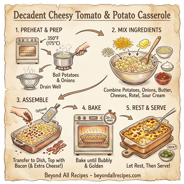 Decadent Cheesy Tomato & Potato Casserole instructions
