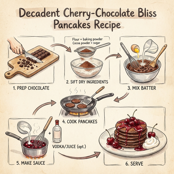 Decadent Cherry-Chocolate Bliss Pancakes instructions