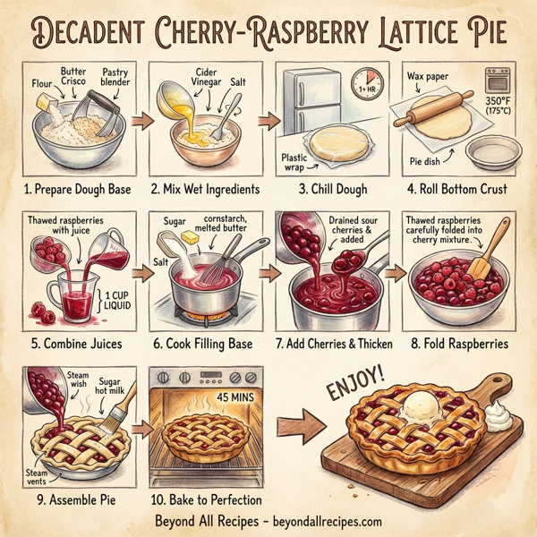 Decadent Cherry-Raspberry Lattice Pie instructions
