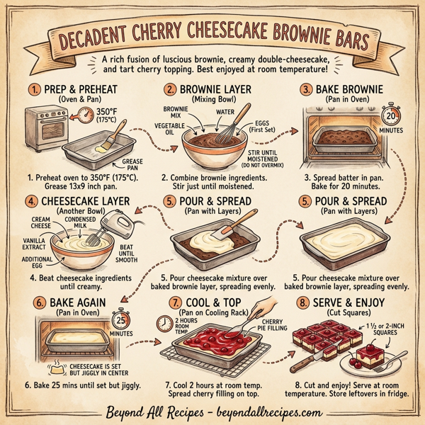 Decadent Cherry Cheesecake Brownie Bars instructions