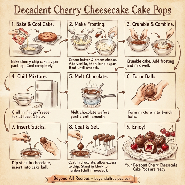 Decadent Cherry Cheesecake Cake Pops instructions