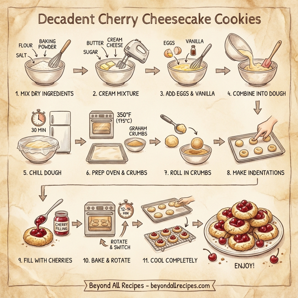 Decadent Cherry Cheesecake Cookies instructions