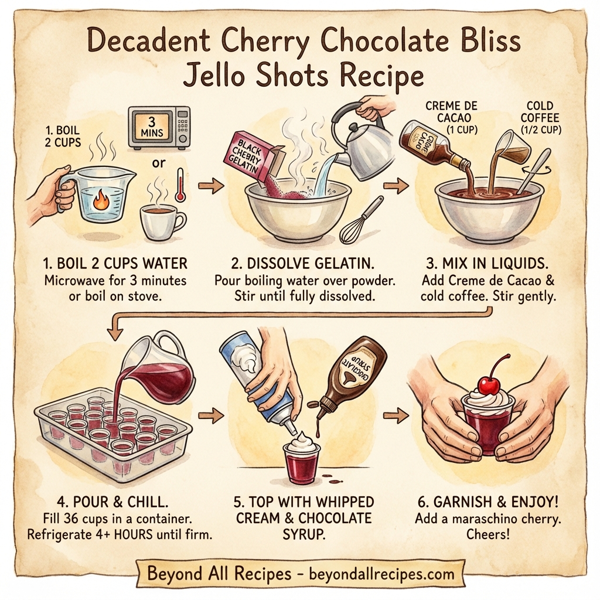 Decadent Cherry Chocolate Bliss Jello Shots instructions
