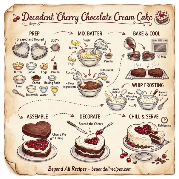 Decadent Cherry Chocolate Cream Cake instructions