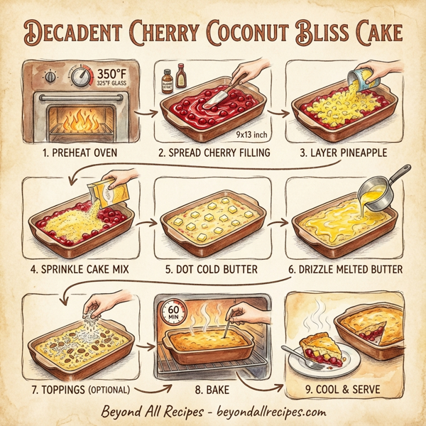 Decadent Cherry Coconut Bliss Cake instructions
