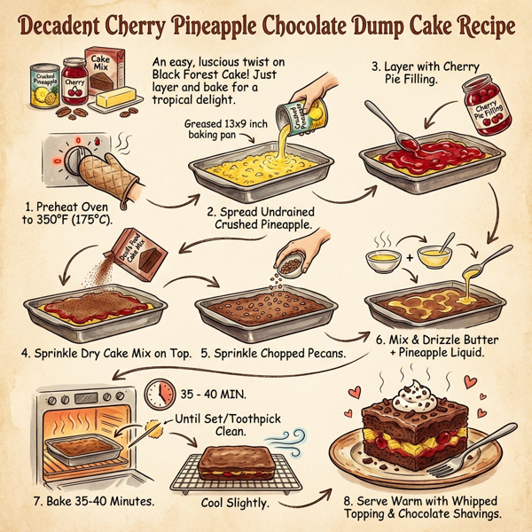 Decadent Cherry Pineapple Chocolate Dump Cake instructions
