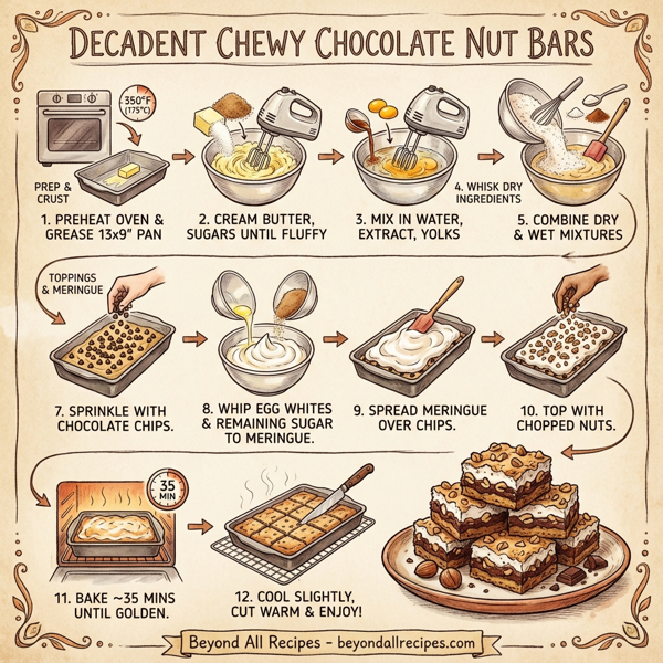 Decadent Chewy Chocolate Nut Bars instructions