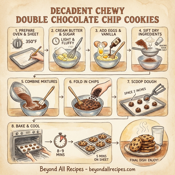 Decadent Chewy Double Chocolate Chip Cookies instructions