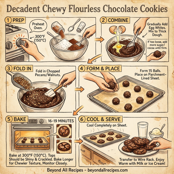 Decadent Chewy Flourless Chocolate Cookies instructions
