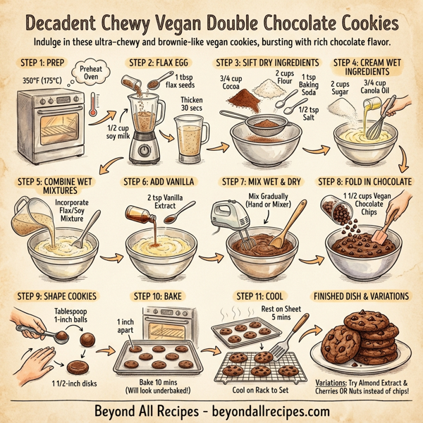 Decadent Chewy Vegan Double Chocolate Cookies instructions