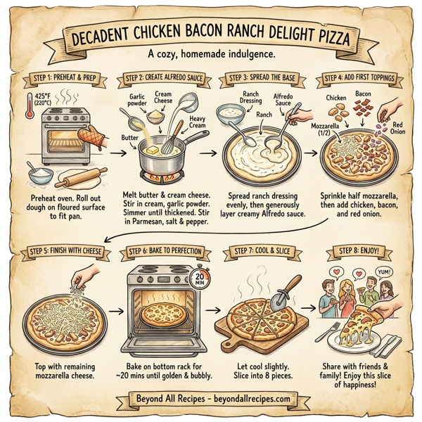 Decadent Chicken Bacon Ranch Delight Pizza instructions