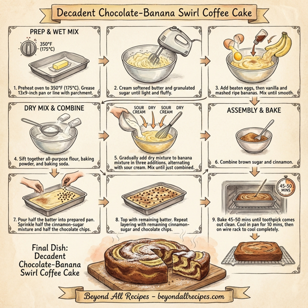 Decadent Chocolate-Banana Swirl Coffee Cake instructions