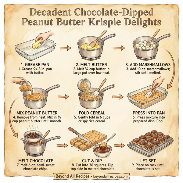Decadent Chocolate-Dipped Peanut Butter Krispie Delights instructions