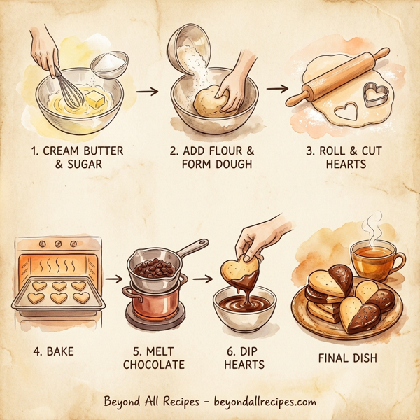 Decadent Chocolate-Dipped Shortbread Hearts instructions