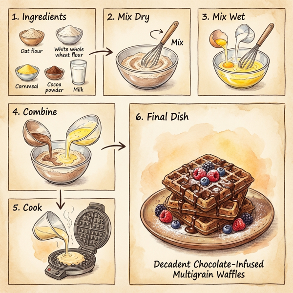 Decadent Chocolate-Infused Multigrain Waffles instructions