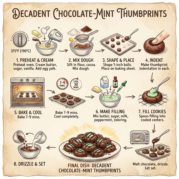 Decadent Chocolate-Mint Thumbprints instructions