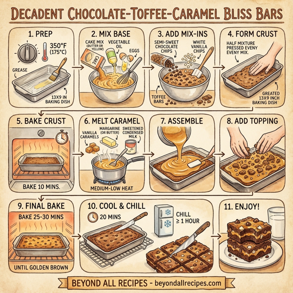 Decadent Chocolate-Toffee-Caramel Bliss Bars instructions