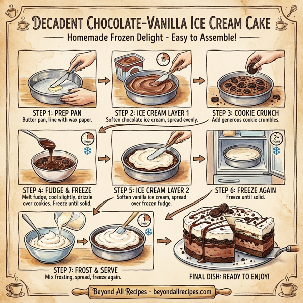 Decadent Chocolate-Vanilla Ice Cream Cake instructions
