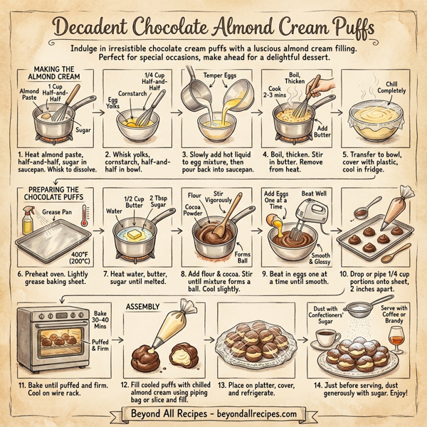 Decadent Chocolate Almond Cream Puffs instructions