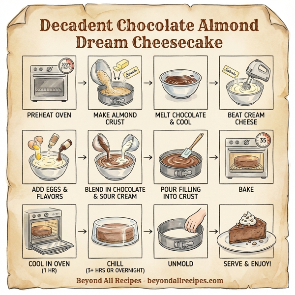 Decadent Chocolate Almond Dream Cheesecake instructions