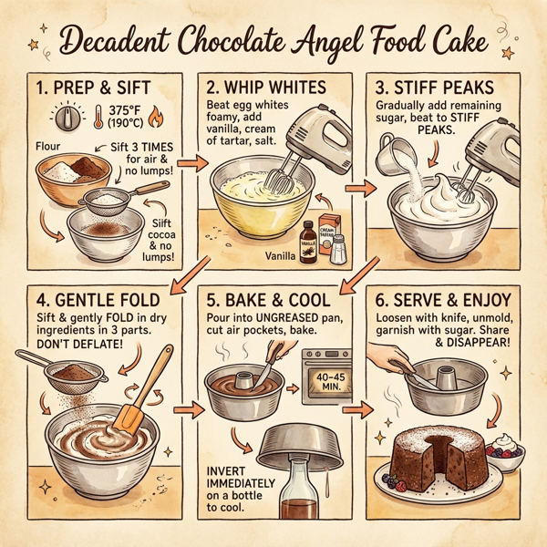 Decadent Chocolate Angel Food Cake instructions