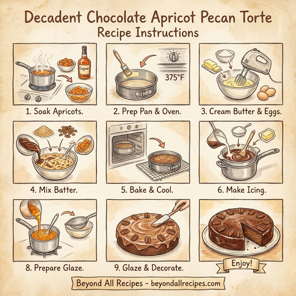 Decadent Chocolate Apricot Pecan Torte instructions