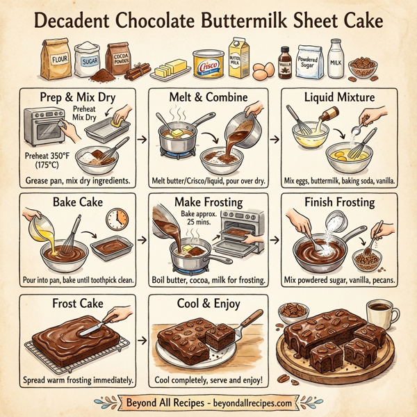 Decadent Chocolate Buttermilk Sheet Cake instructions